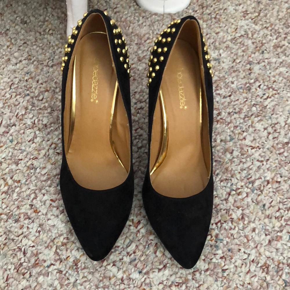 Suede studded heels